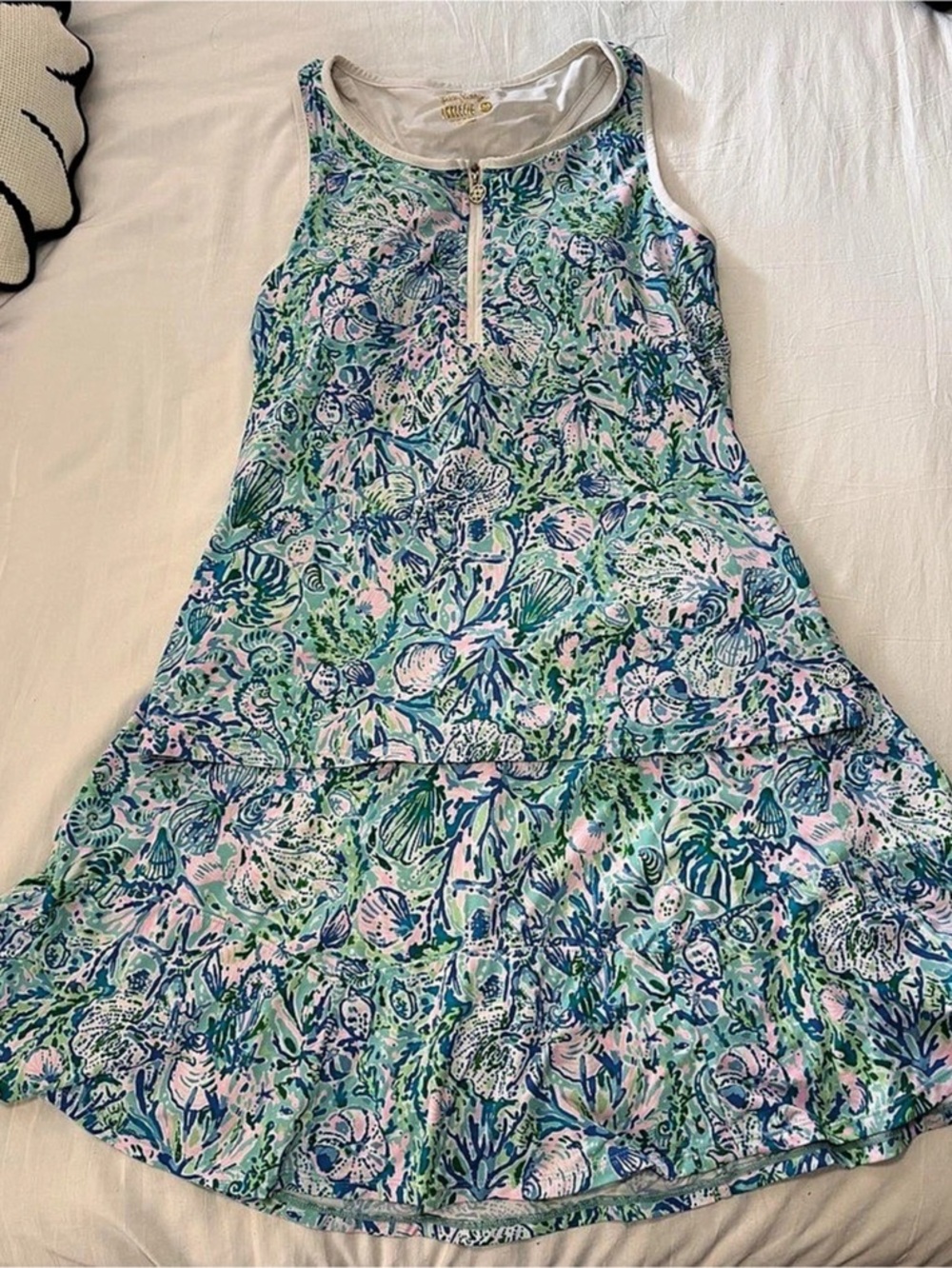 Lilly Pulitzer Luxletic UPF 50+ Matching Set Tank Top & Skirt Blue & Green